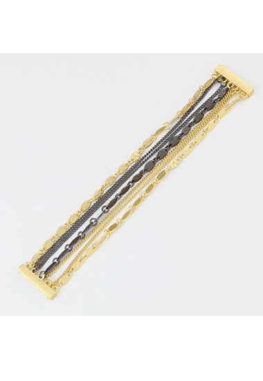 Grossiste BELLE MISS - bracelet métal bicolore aimanté