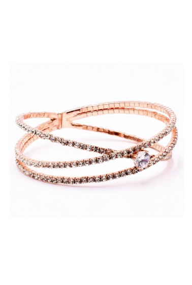 Wholesaler BELLE MISS - semi-rigid 3 rows crossed crystal bracelet