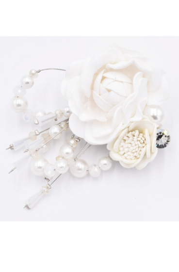 Wholesaler BELLE MISS - brooch or hair clip with felt flower with pearls and crystal