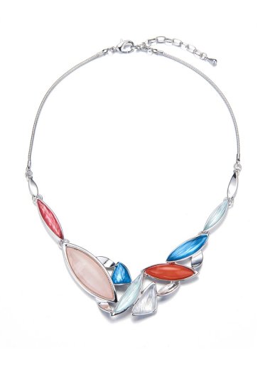 Wholesaler BELLE MISS - Silver necklace with resin elements