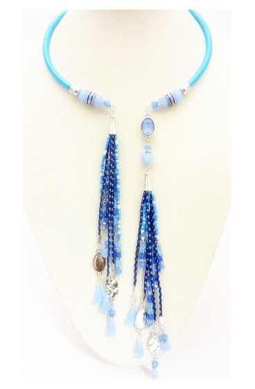 Wholesaler BELLE MISS - semi-rigid bohemian necklace with crystal and seed bead