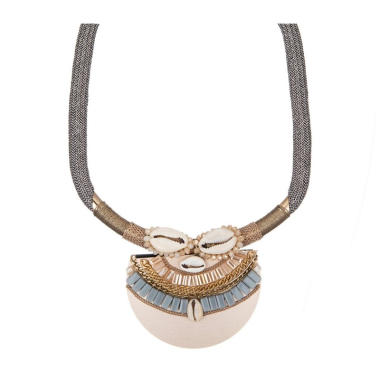 Wholesaler BELLE MISS - Cord necklace with aluminum plate and shells