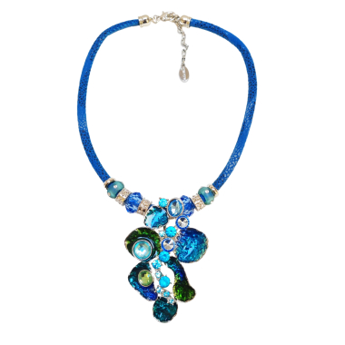 Wholesaler BELLE MISS - multicolored enamelled pendant cord necklace