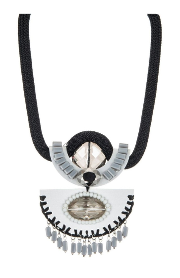 Großhändler BELLE MISS - Halskette aus Stoffkordel mit Aluminium- und Kristallplättchen