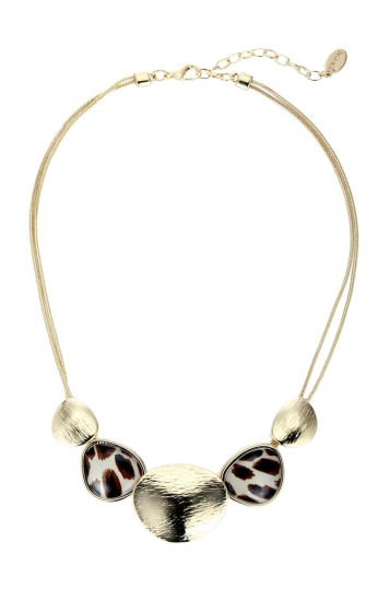 Großhändler BELLE MISS - Doppelte Halskette bestehend aus Metallelementen und Harz