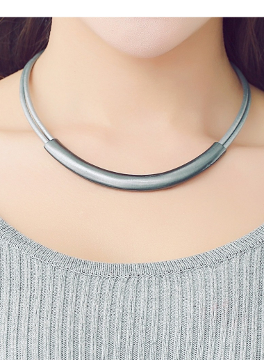 Wholesaler BELLE MISS - Double leather cord necklace with brushed metal bar