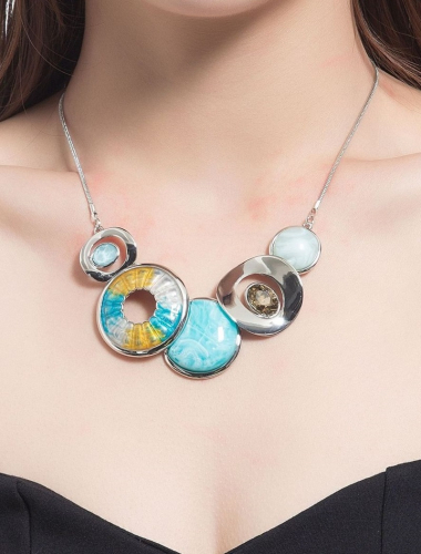 Wholesaler BELLE MISS - enameled necklace with resin and crystal