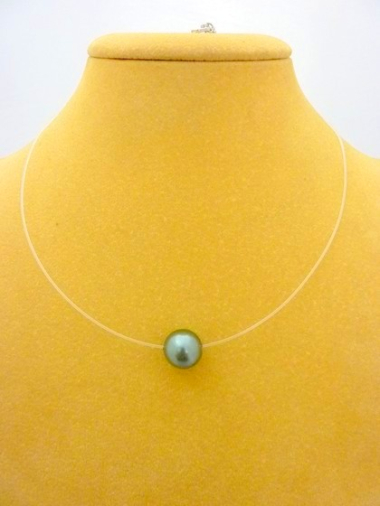 Grossiste BELLE MISS - collier fil de pêche avec perle grise