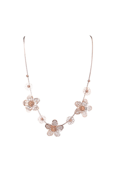 Wholesaler BELLE MISS - filigree flower necklace with rhinestones