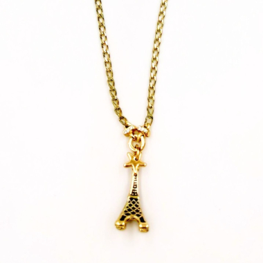 Wholesaler BELLE MISS - mid-length gold eiffel tower necklace
