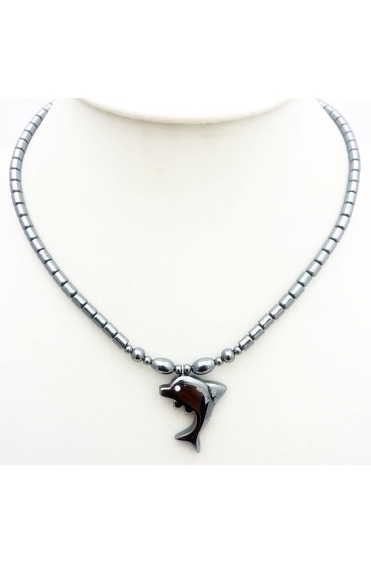 Grossiste BELLE MISS - collier pendentif en hématite forme de dauphin