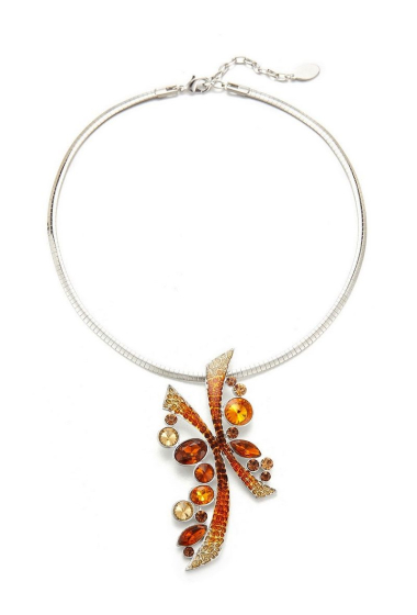 Wholesaler BELLE MISS - semi-rigid enameled necklace with rhinestones