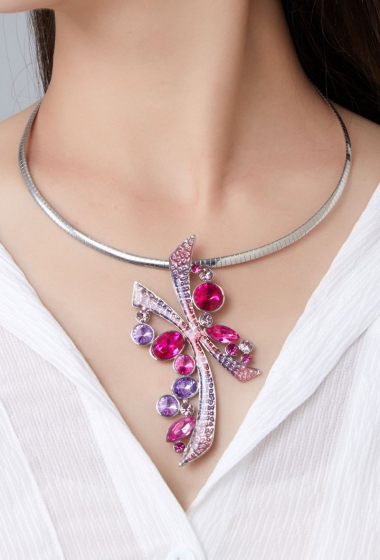 Wholesaler BELLE MISS - semi-rigid enameled necklace with rhinestones