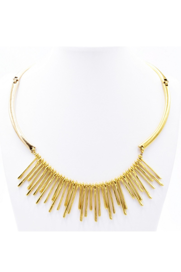 Wholesaler BELLE MISS - semi-rigid gold metal necklace with sticks