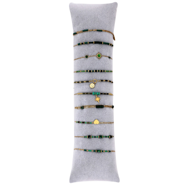 Grossiste BELLE MISS - Lot de 10 bracelets acier doré avec pierre et cristal de couleur