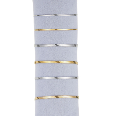 Grossiste BELLE MISS - Lot de 6 bracelets chaîne plate en acier inoxydable