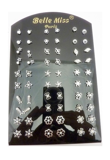 Wholesaler BELLE MISS - plate of 30 pairs of pierced earrings various patterns