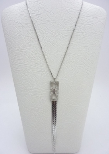 Großhändler BELLE MISS - Silberne Halskette mit weißem Kristall
