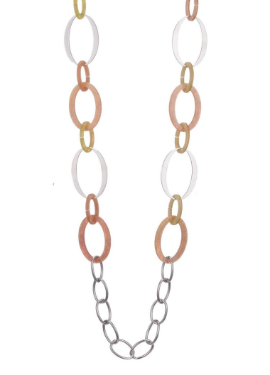 Wholesaler BELLE MISS - golden necklace with metal and acetate rings