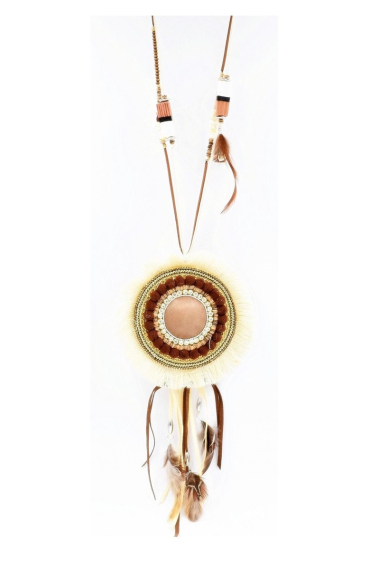 Wholesaler BELLE MISS - long necklace with large ethnic Indian style pendant