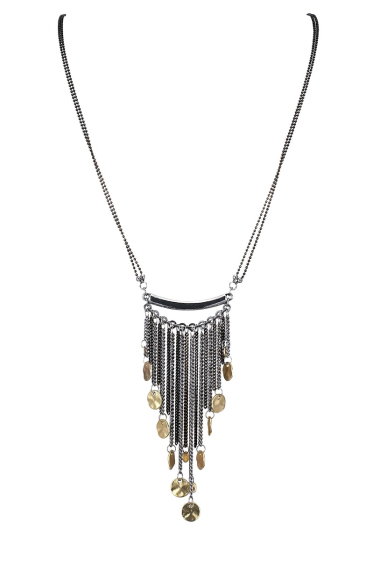 Wholesaler BELLE MISS - long necklace with chain pendant and golden pastilles