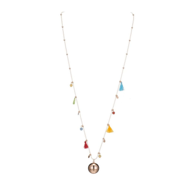 Wholesaler BELLE MISS - Metal chain necklace with pompoms and Bola bell