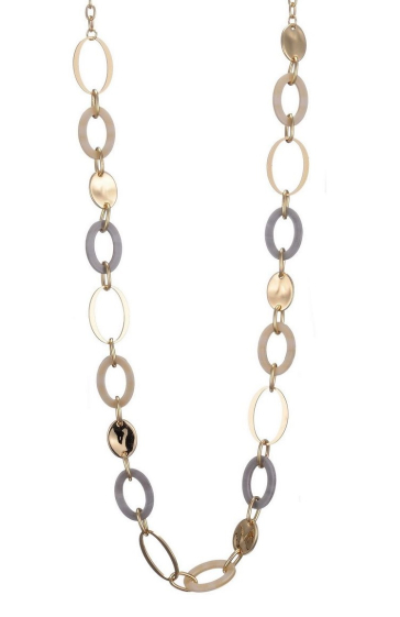 Großhändler BELLE MISS - goldene Halskette mit Metall- und Acetatringen