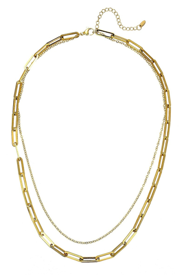 Großhändler BELLE MISS - Ulianna – Zweireihige Halskette aus goldenem Stahl