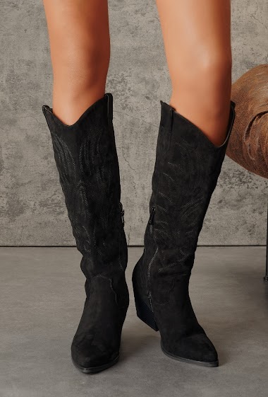 Wholesaler Belle Women - Suede cowboy boots with a zipper
