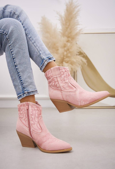 Wholesaler Belle Women - Denim ankle boot with slanted heel
