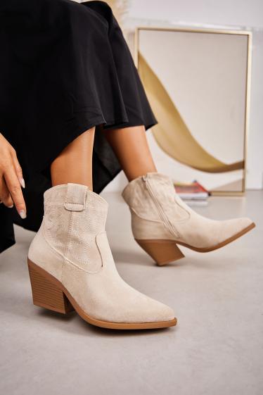 Wholesaler Belle Women - Suede/suedette cowboy/santiag ankle boots with heel