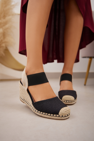 Grossiste Belle Women - Espadrille sandale compensée avec bride cheville élastique