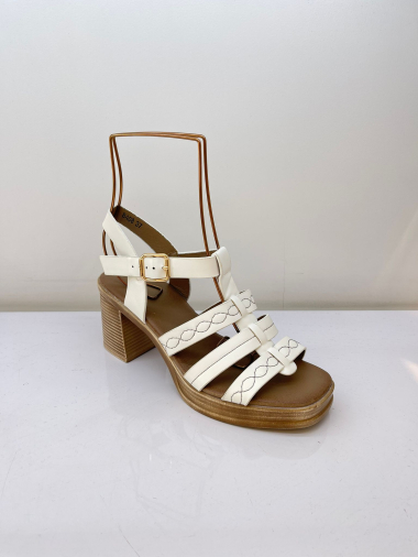 Wholesaler Belle Women - Gladiator-style block heel sandal with stitched pattern