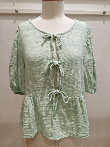 Wholesaler Bellerina - Plain short-sleeved blouse