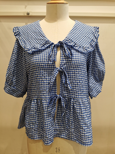Wholesaler Bellerina - Short check blouse with collar