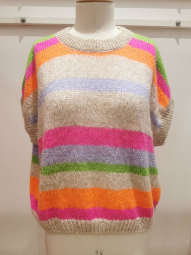 Wholesaler Bellerina - Short-sleeved striped sweater