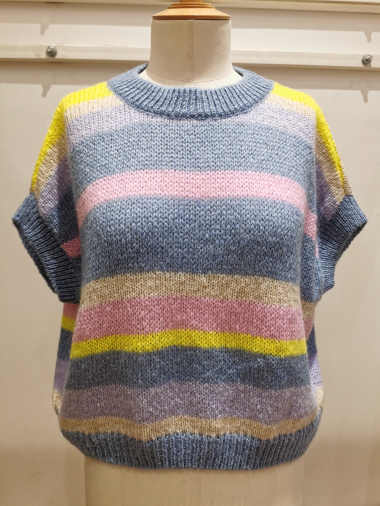 Wholesaler Bellerina - Short-sleeved striped sweater