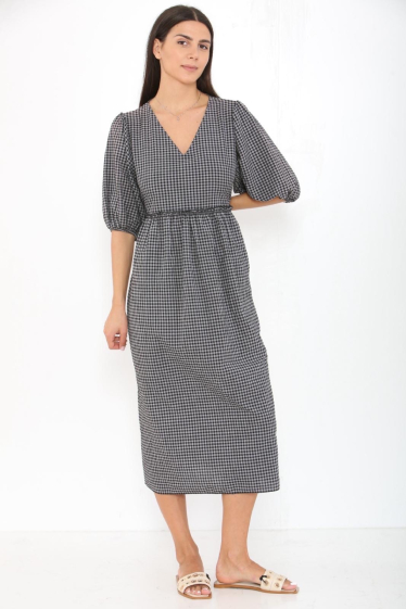 Wholesaler Bellerina - Long check 3/4 sleeve dress