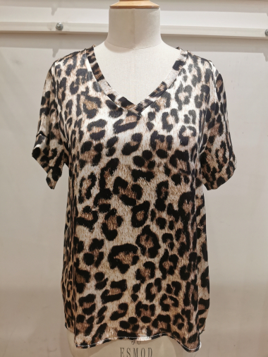 Grossiste Bellerina - T-shirt col V Leopard