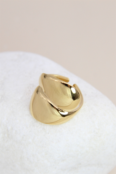 Großhändler Bellissima - Verstellbarer Ring mit geometrischem Design aus Edelstahl