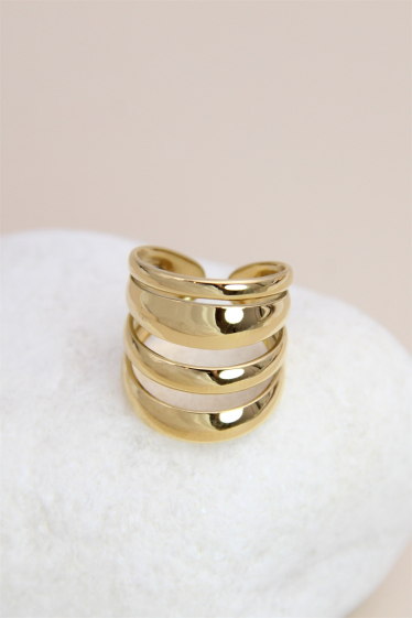 Großhändler Bellissima - Verstellbarer Ring aus Edelstahl mit mehreren Bändern