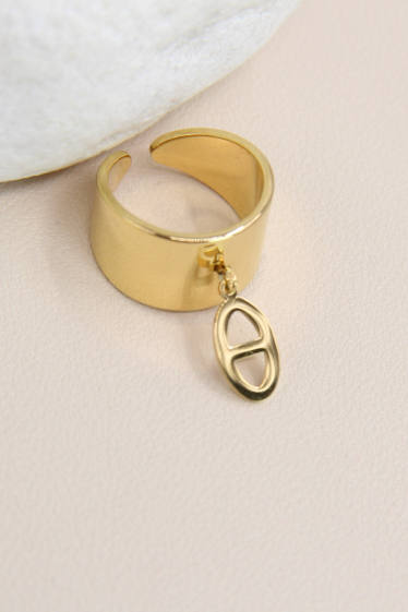 Großhändler Bellissima - Verstellbarer Ring mit Edelstahlschnalle verziert