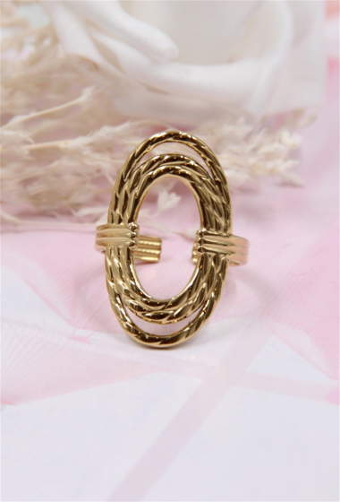 Wholesaler Bellissima - Adjustable oval braided stainless steel ring
