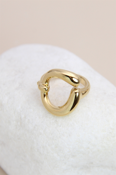 Wholesaler Bellissima - Adjustable geometric design ring in stainless steel
