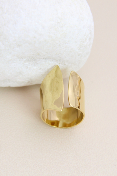 Großhändler Bellissima - Verstellbarer Ring mit geometrischem Design aus Edelstahl
