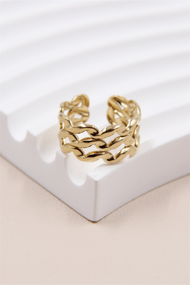 Wholesaler Bellissima - Adjustable braided design ring in stainless steel