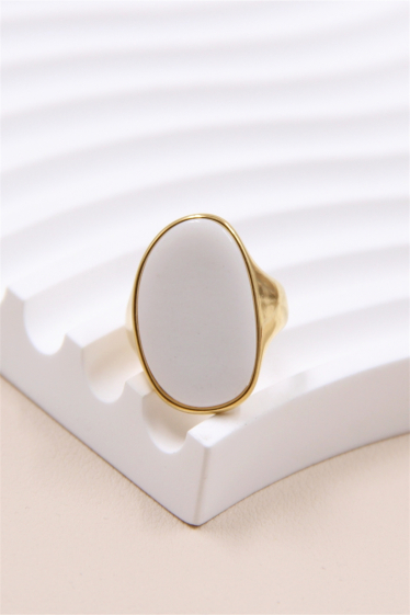 Wholesaler Bellissima - Ring adorned with stone geometric shape in stainless steel