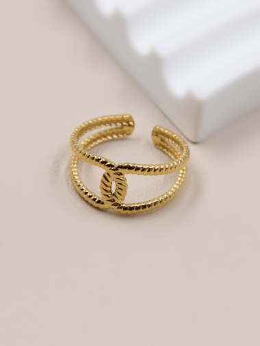 Wholesaler Bellissima - Adjustable twisted stainless steel ring