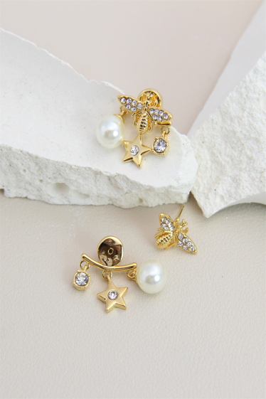 Wholesaler Bellissima - Hypoallergenic lustrous pearl star bee earring