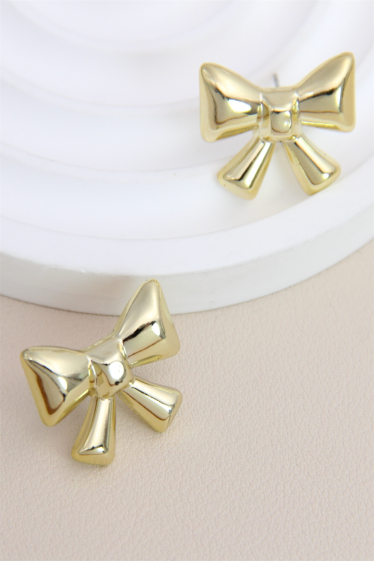Wholesaler Bellissima - Stainless steel resin bow tie earring